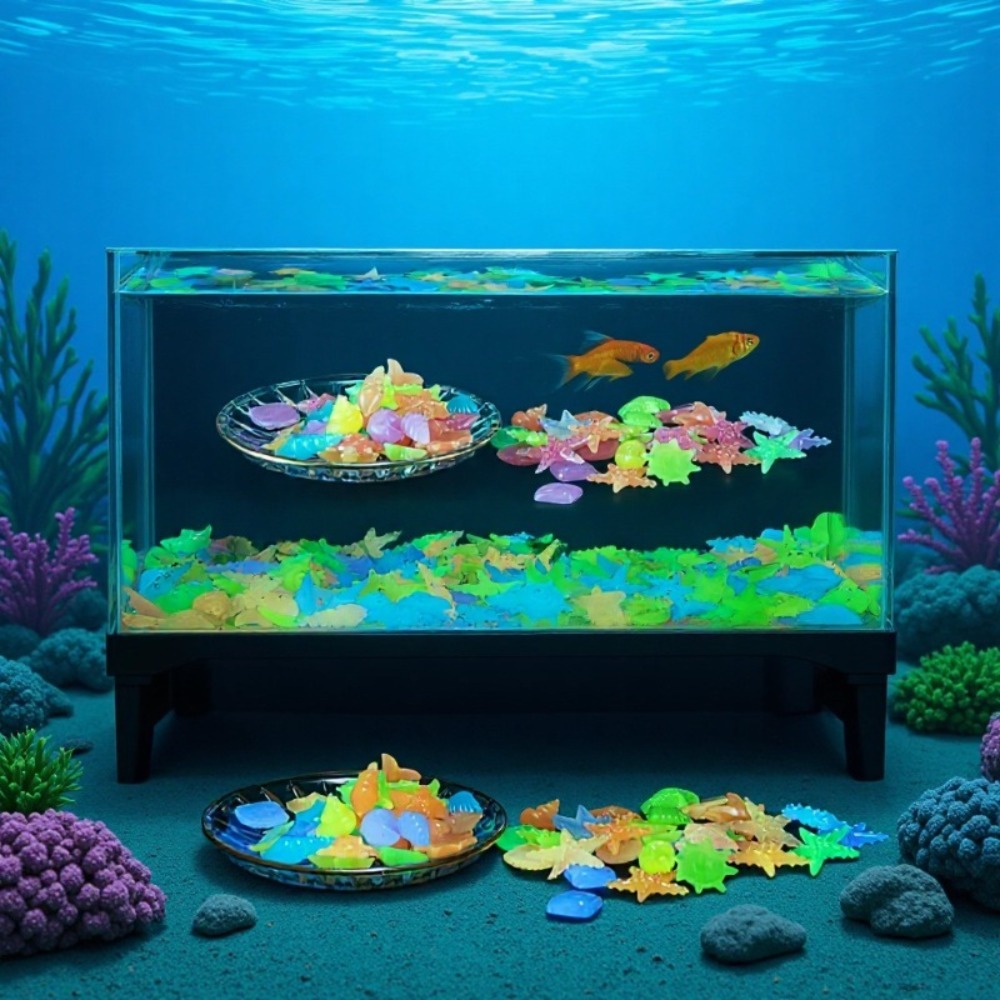 Aquarium Fish Only - Светящиеся океанские камни, флуоресцентные ракушки, разноцветные